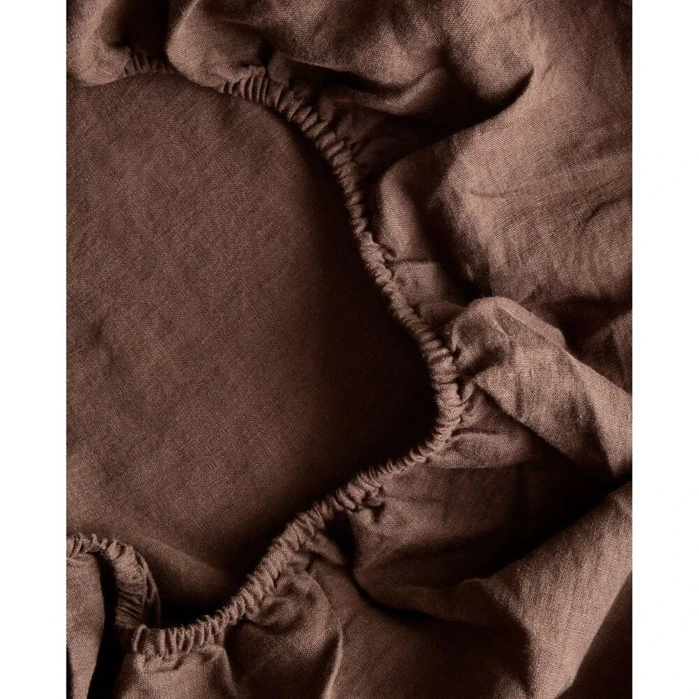 Quince European Linen Sheet Set ESPRESSO Full Size 4 Piece NEW $174 Retail